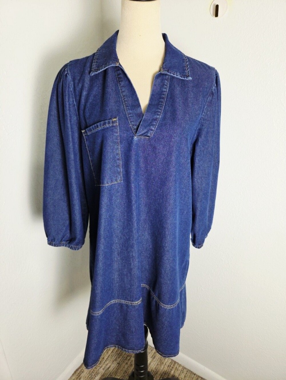Dokotoo Denim Mini-Dress with Pocket on Front, Size Medium - Picture 9 of 11